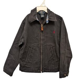Vtg POLO Ralph Lauren Harrington Full Zip Jacket Black Kids Cotton Y2K Outerwear